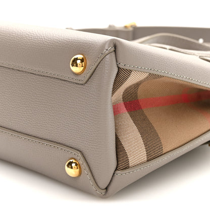 Burberry Grainy Calfskin House Check Small Banner Tote Taupe Brown 11 of 11