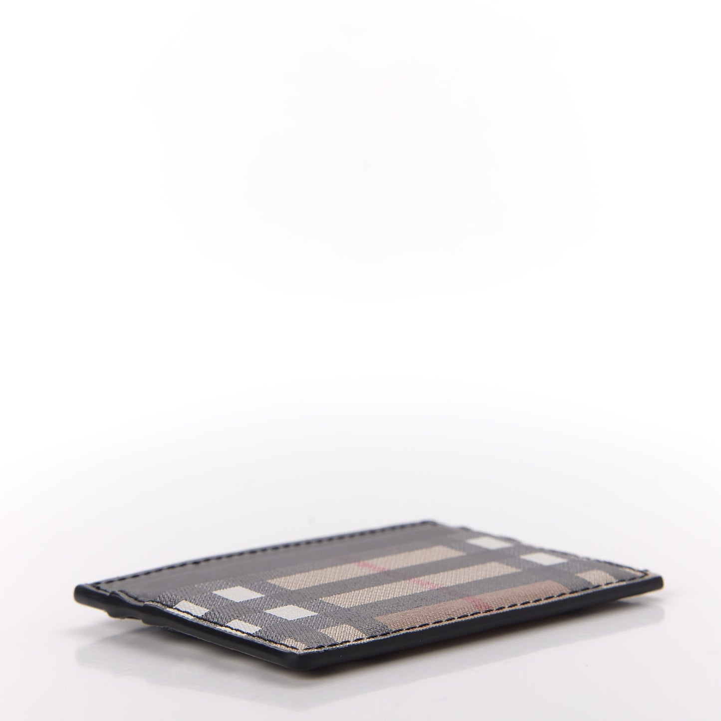 Smooth Calfskin Vintage Check Sandon Card Case Black