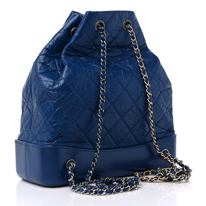 Chanel Aged Calfskin Quilted Gabrielle Backpack Blue 3 of 9