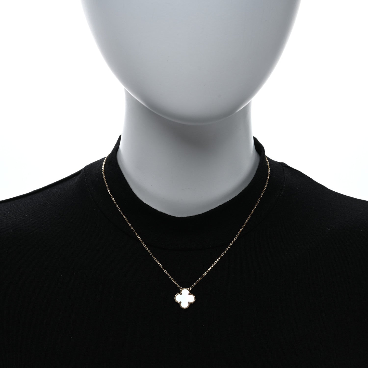 Van Cleef & Arpels 18K Yellow Gold Mother of Pearl Vintage Alhambra Pendant Necklace 2 of 4