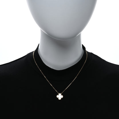 Van Cleef & Arpels 18K Yellow Gold Mother of Pearl Vintage Alhambra Pendant Necklace 2 of 4