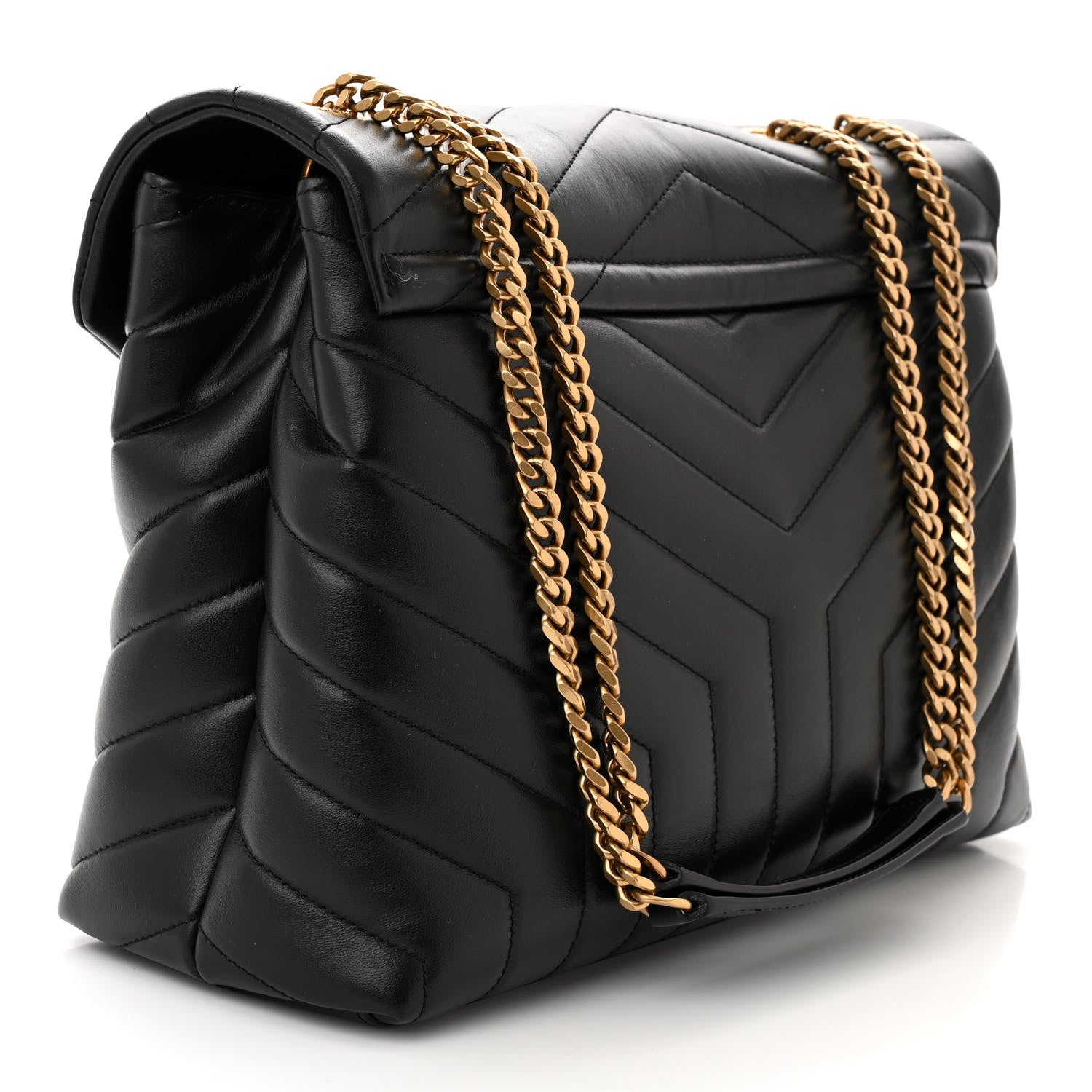 Saint Laurent Calfskin Y Quilted Monogram Medium Loulou Chain Satchel Black 2 of 9
