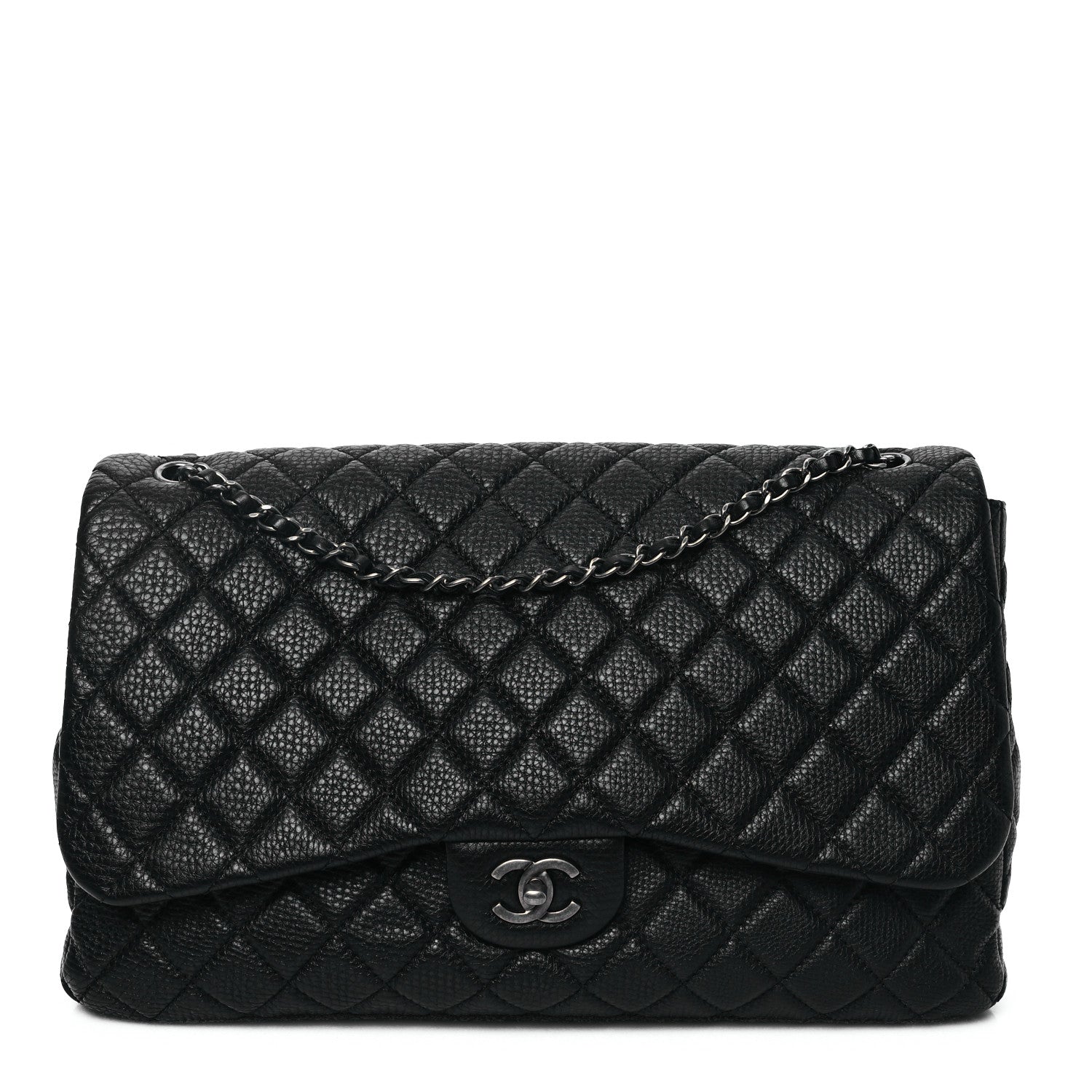 Chanel Grained Calfskin Quilted Small XXL Travel Flap Bag Black 1 of 10