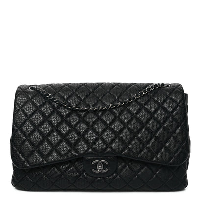 Chanel Grained Calfskin Quilted Small XXL Travel Flap Bag Black 1 of 10
