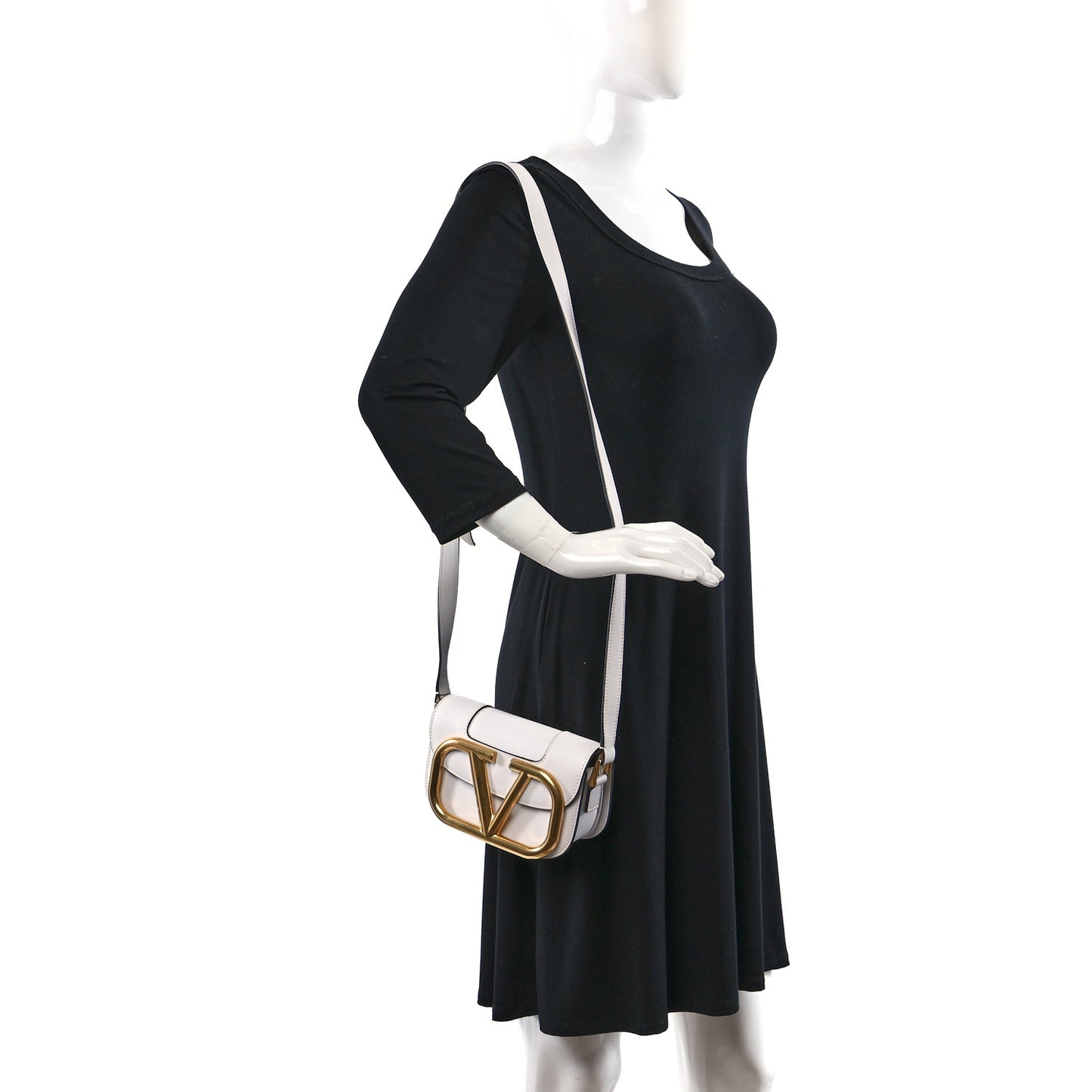 Calfskin Small Supervee Crossbody Bag Optic White
