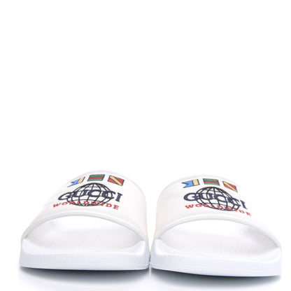Gucci Canvas Worldwide Mens Pursuit Slide Sandals 11 White 2 of 8