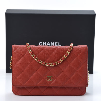 Chanel Letter Calfskin Embossed Quilted Wallet On Chain WOC Red 11 of 11