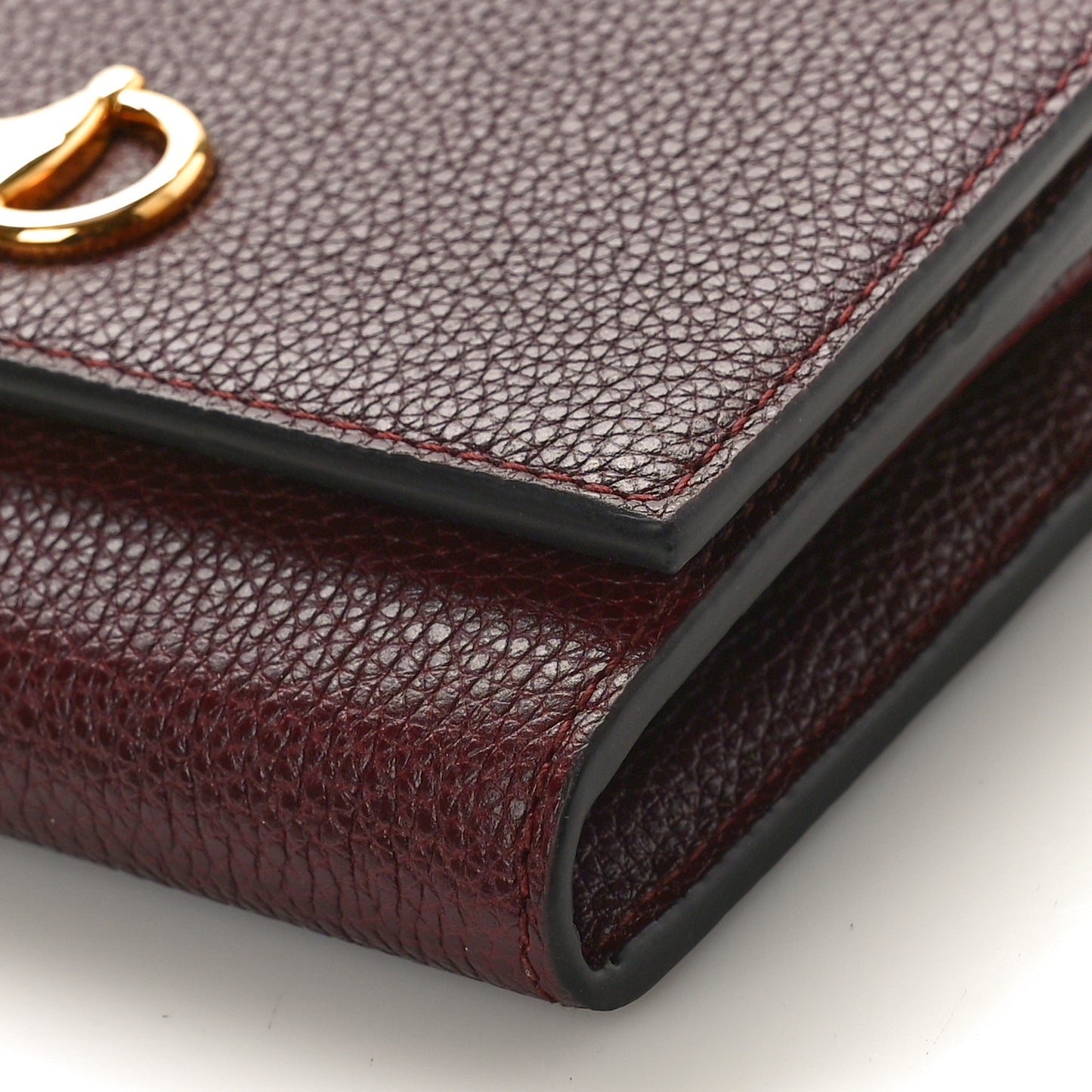 Grainy Calfskin Zumi Continental Wallet Vintage Bordeaux
