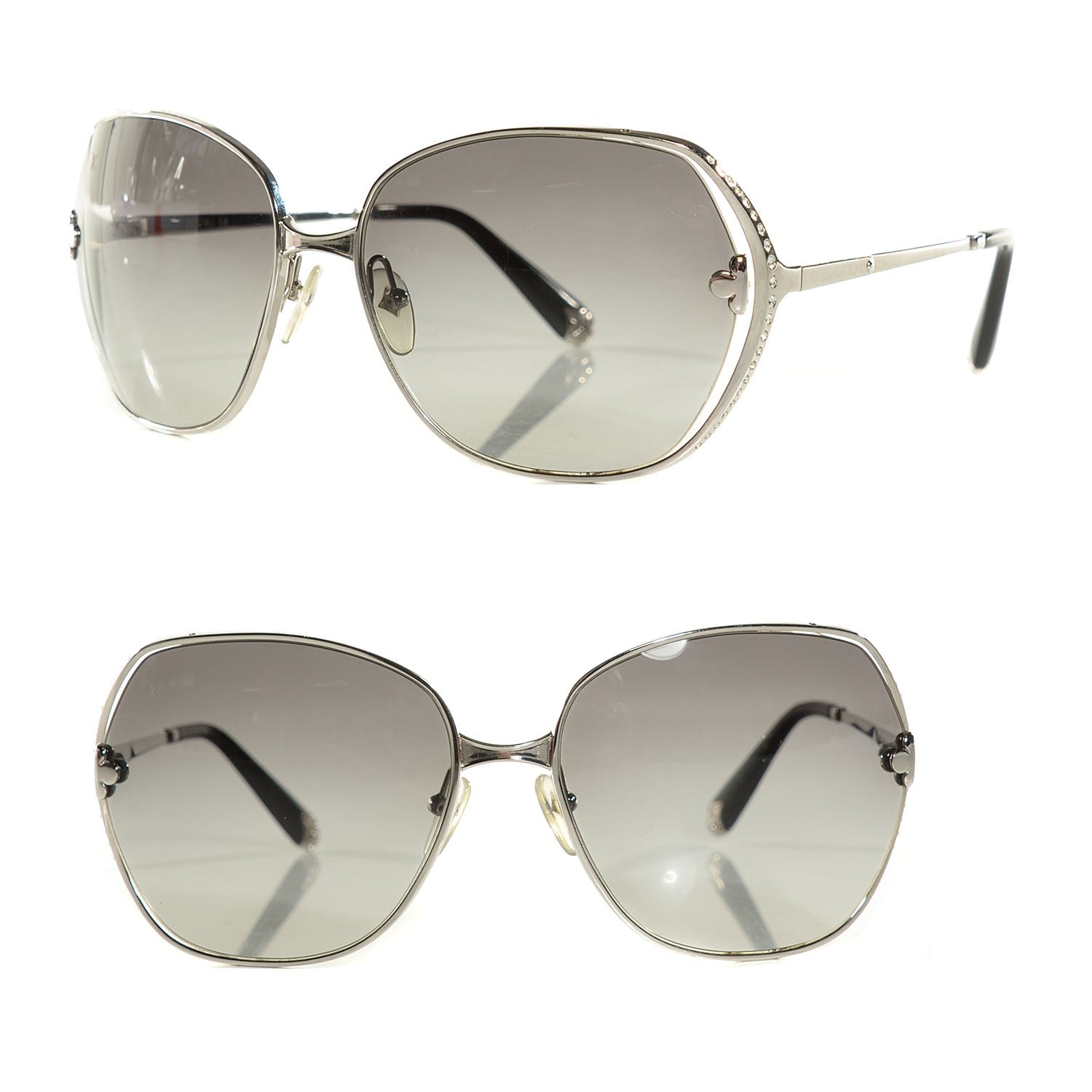 Louis Vuitton Rhinestone Oversized Magnolia Sunglasses ZO374U Black Glitter 1 of 6