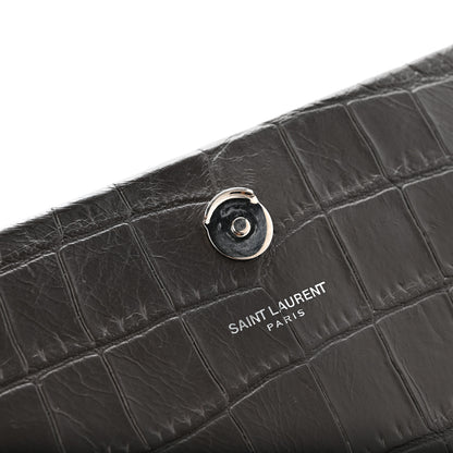 Saint Laurent Calfskin Crocodile Embossed Medium Classic Monogram Kate Tassel Satchel Storm 6 of 13