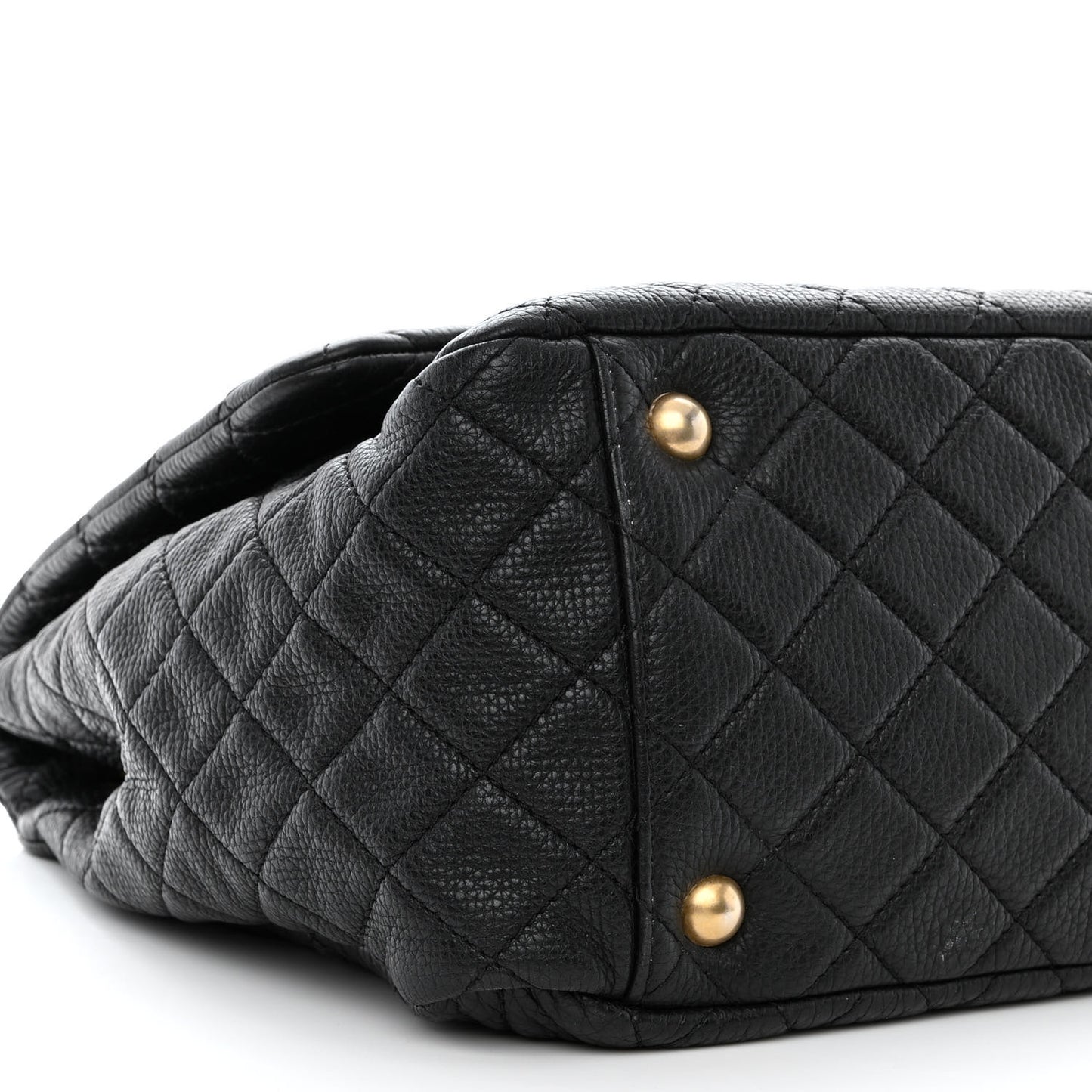 Calfskin Quilted XXL Travel Flap Bag Black