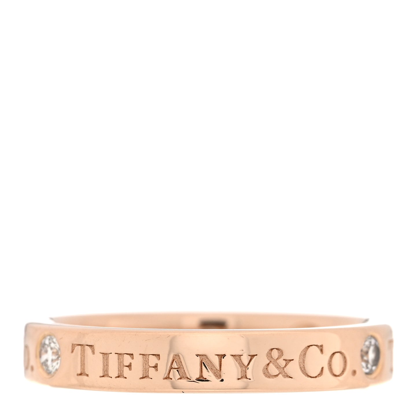 18K Rose Gold Diamond 3mm Logo Band Ring 45 3.25