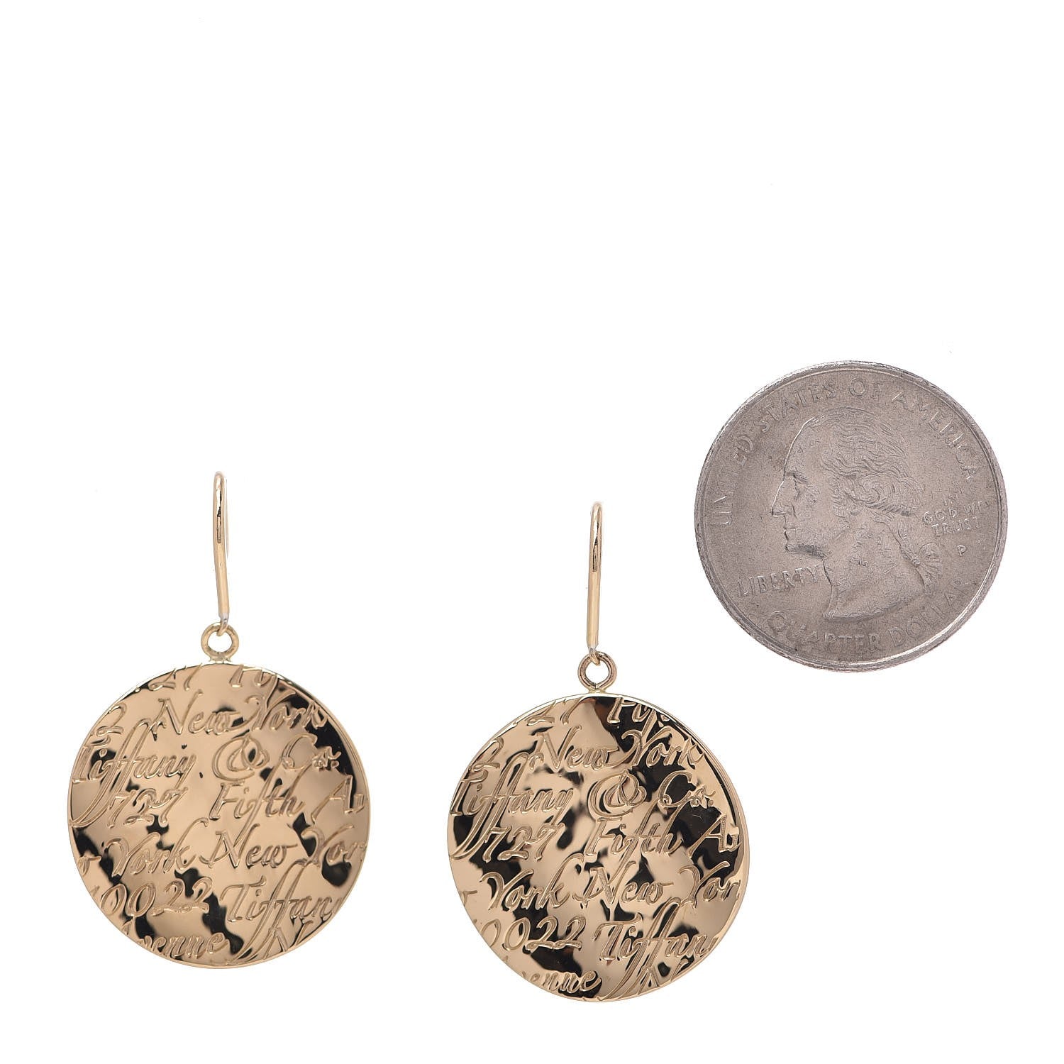 Tiffany 18K Yellow Gold Large Notes Round Drop Earrings 2 of 6