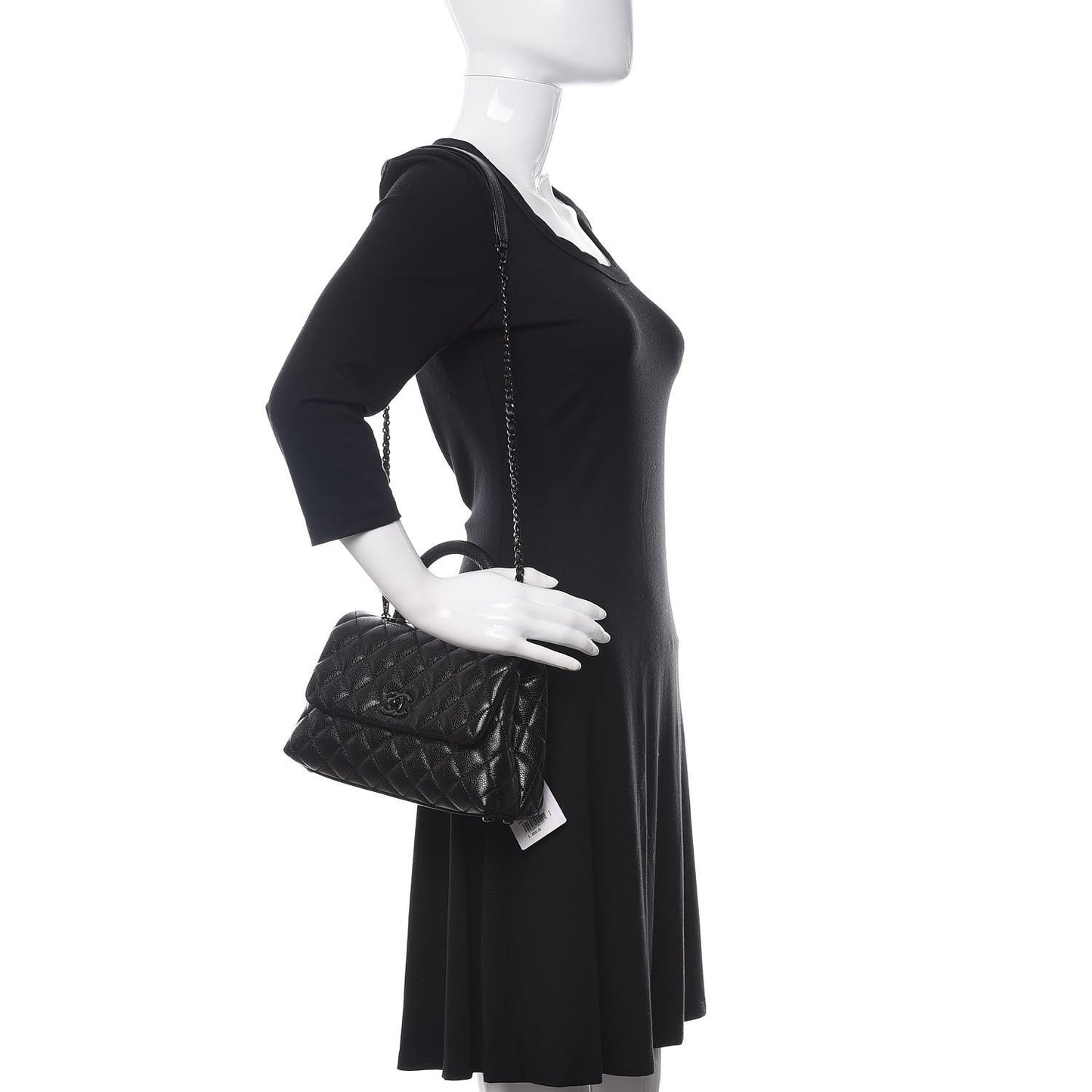 Caviar Quilted Mini Coco Handle Flap So Black