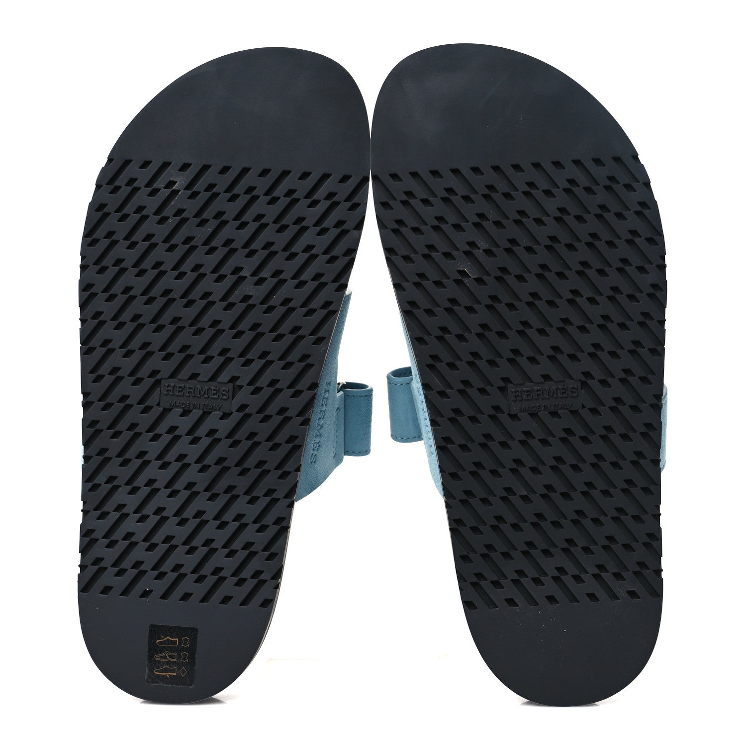 Hermes Suede Goatskin Womens Chypre Sandals 37.5 Bleu Mineral 5 of 9