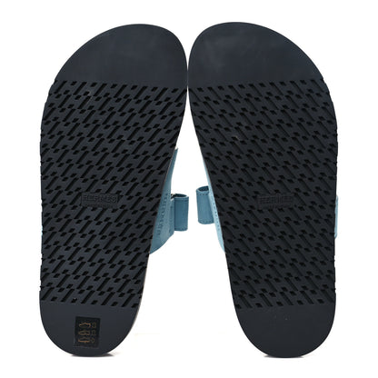 Hermes Suede Goatskin Womens Chypre Sandals 37.5 Bleu Mineral 5 of 9