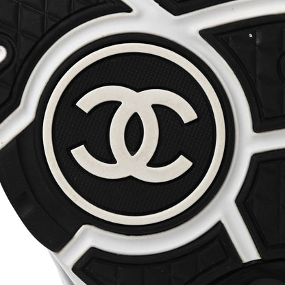 Chanel Calfskin Patent Lambskin Mens CC High Top Sneakers 45 White Yellow Navy Black 6 of 9