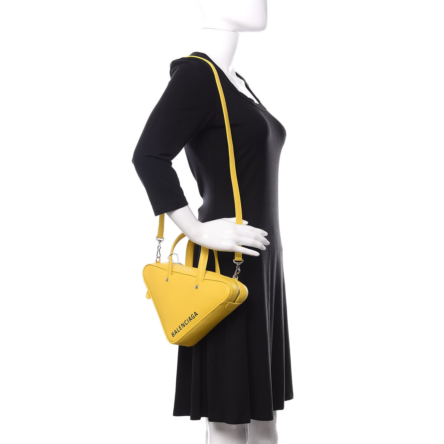 Shiny Day Calfskin Logo XS Triangle Duffle Jaune Black