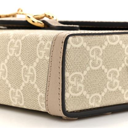 Gucci GG Supreme Monogram Textured Dollar Calfskin Mini Horsebit 1955 Shoulder Bag Beige Mystic White Oatmeal 9 of 16