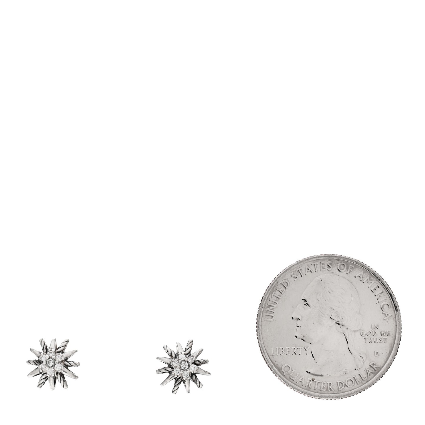 Sterling Silver Diamond 10mm Starburst Earrings