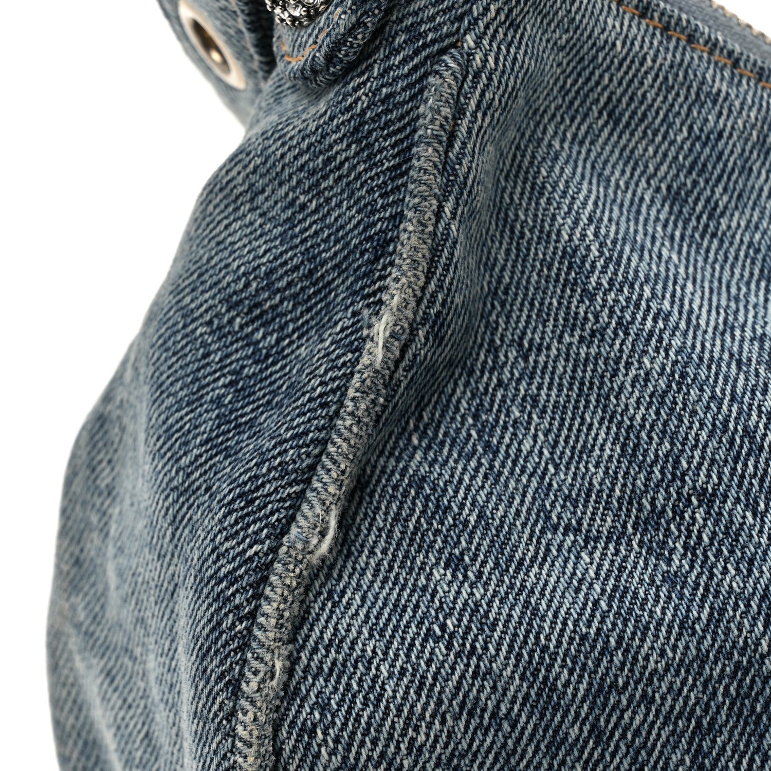 Balenciaga Washed Frayed Denim Crystal Small Le Cagole Shoulder Bag Blue 14 of 18