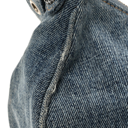 Balenciaga Washed Frayed Denim Crystal Small Le Cagole Shoulder Bag Blue 14 of 18