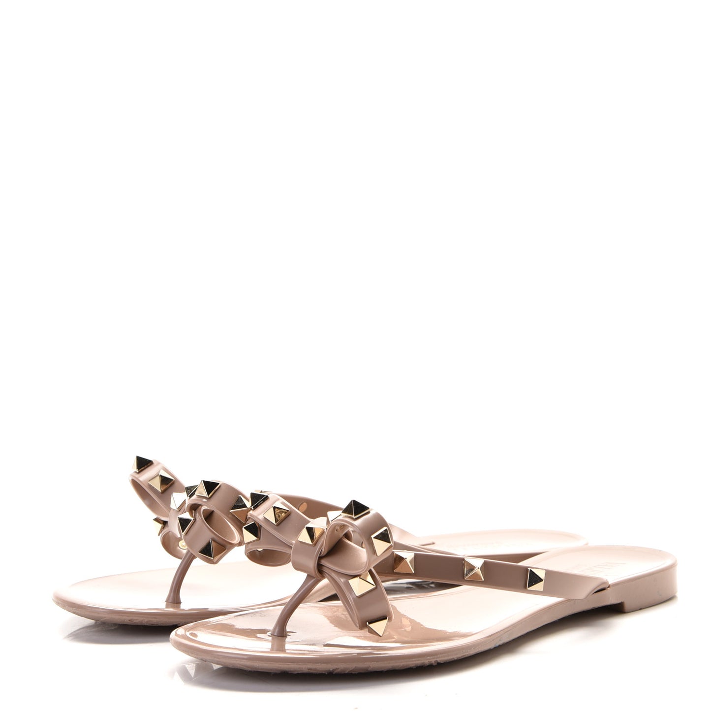 PVC Jelly Rockstud Bow Thong Sandals 37 Poudre