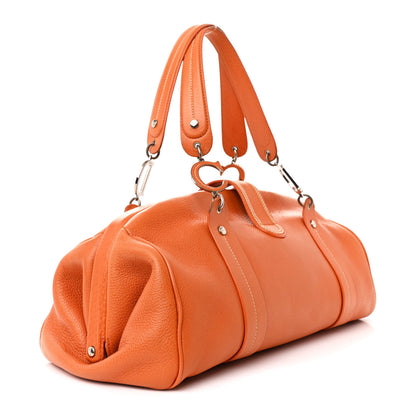 Christian Dior Grained Calfskin Frame Satchel Orange 3 of 11