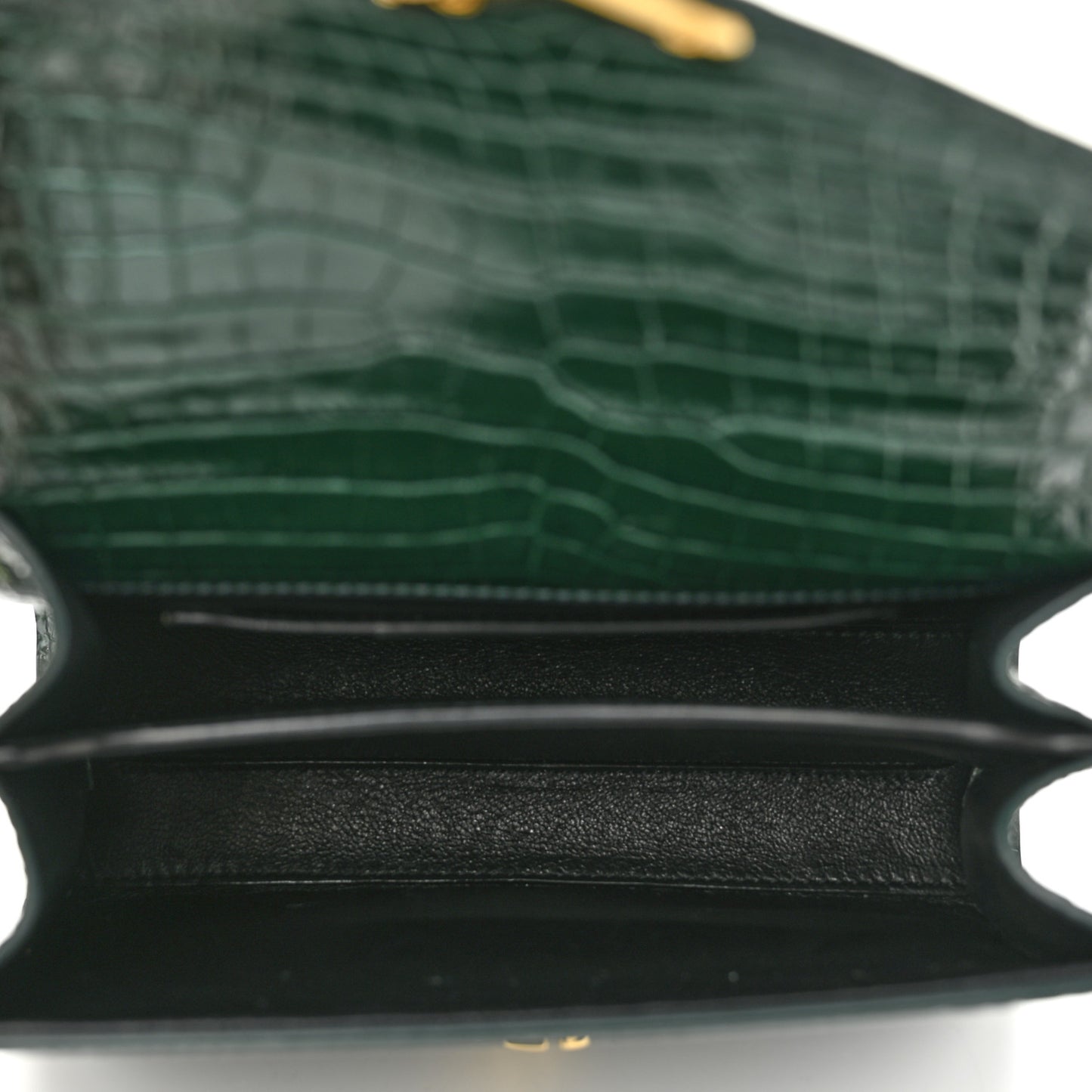 Calfskin Crocodile Embossed Mini Classic Monogram Cassandra Top Handle Green
