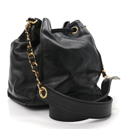 Chanel Lambskin CC Stitched Drawstring Bucket Bag Dark Brown 4 of 12