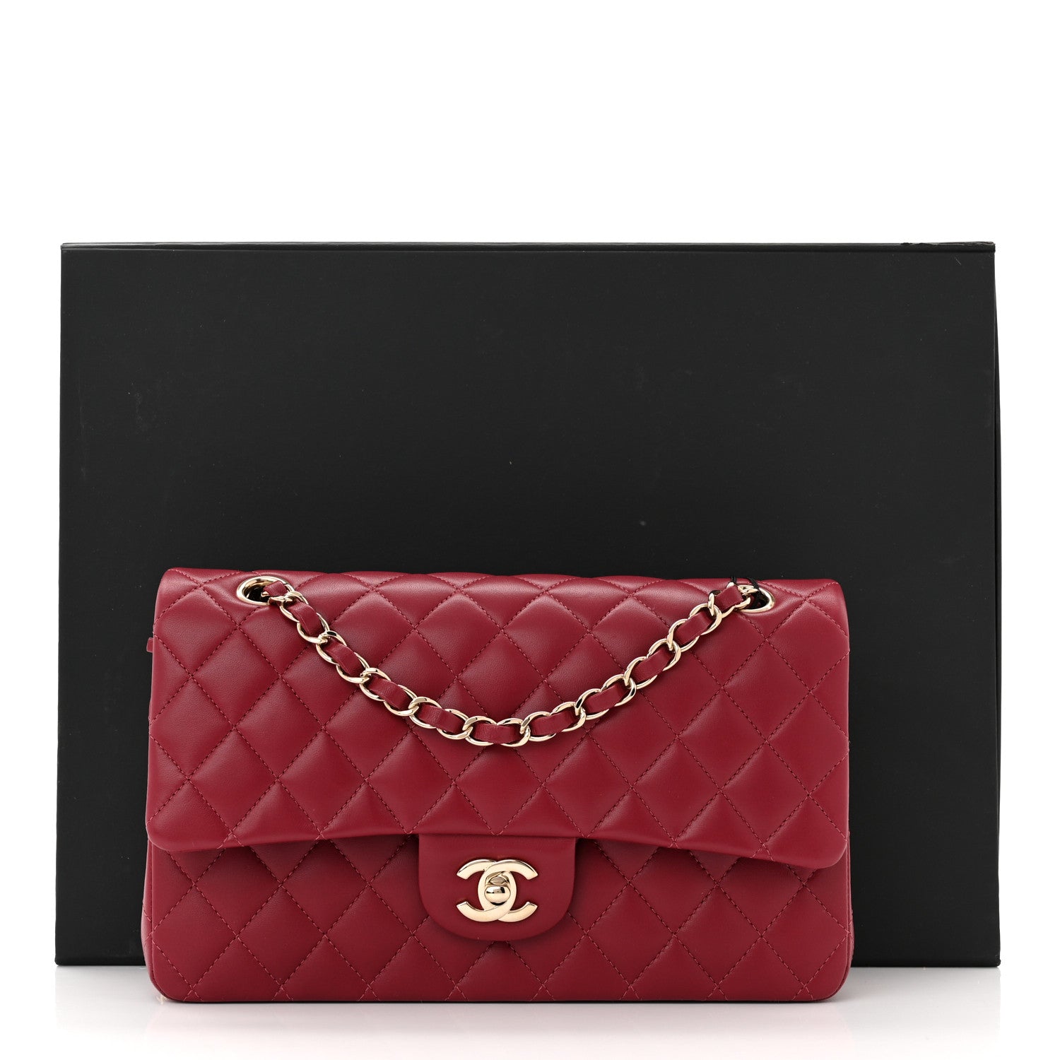Chanel Lambskin Quilted Medium Double Flap Burgundy 11 of 11