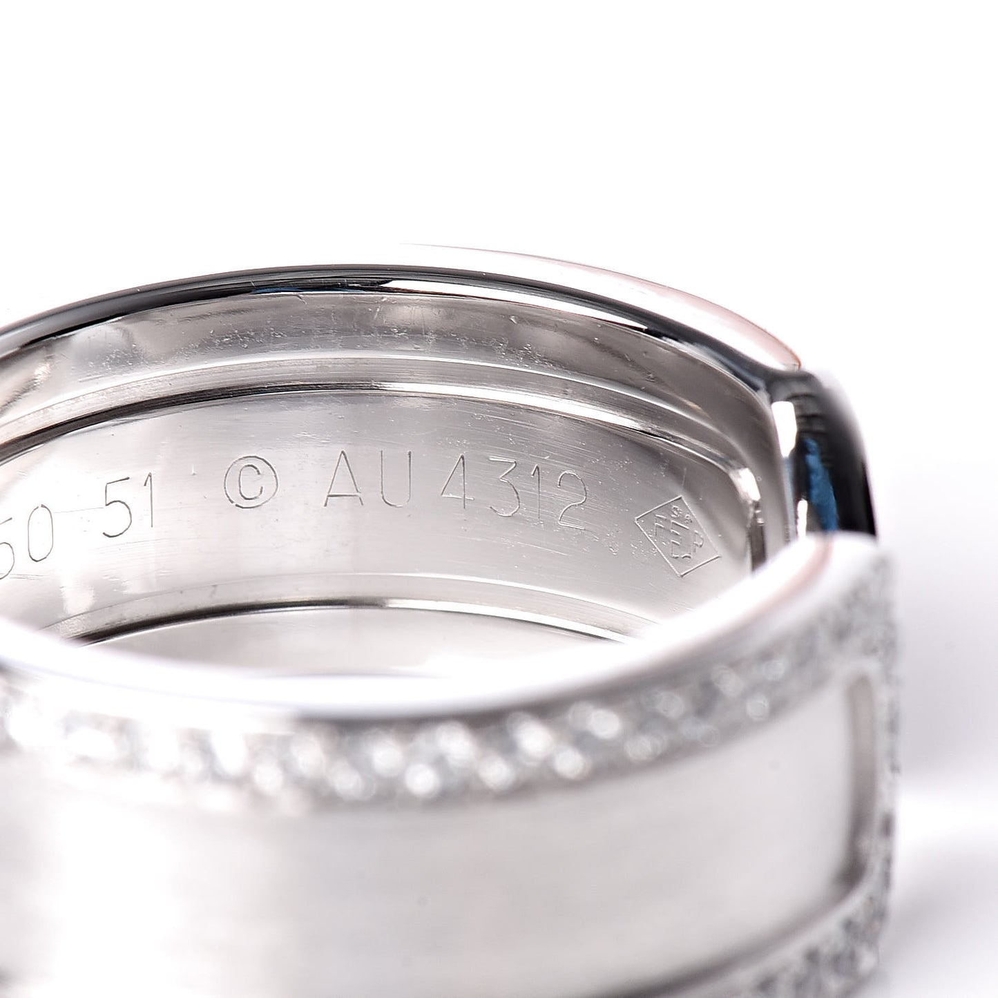 18K White Gold Diamond Logo De Cartier Paved Ring 51 5.75