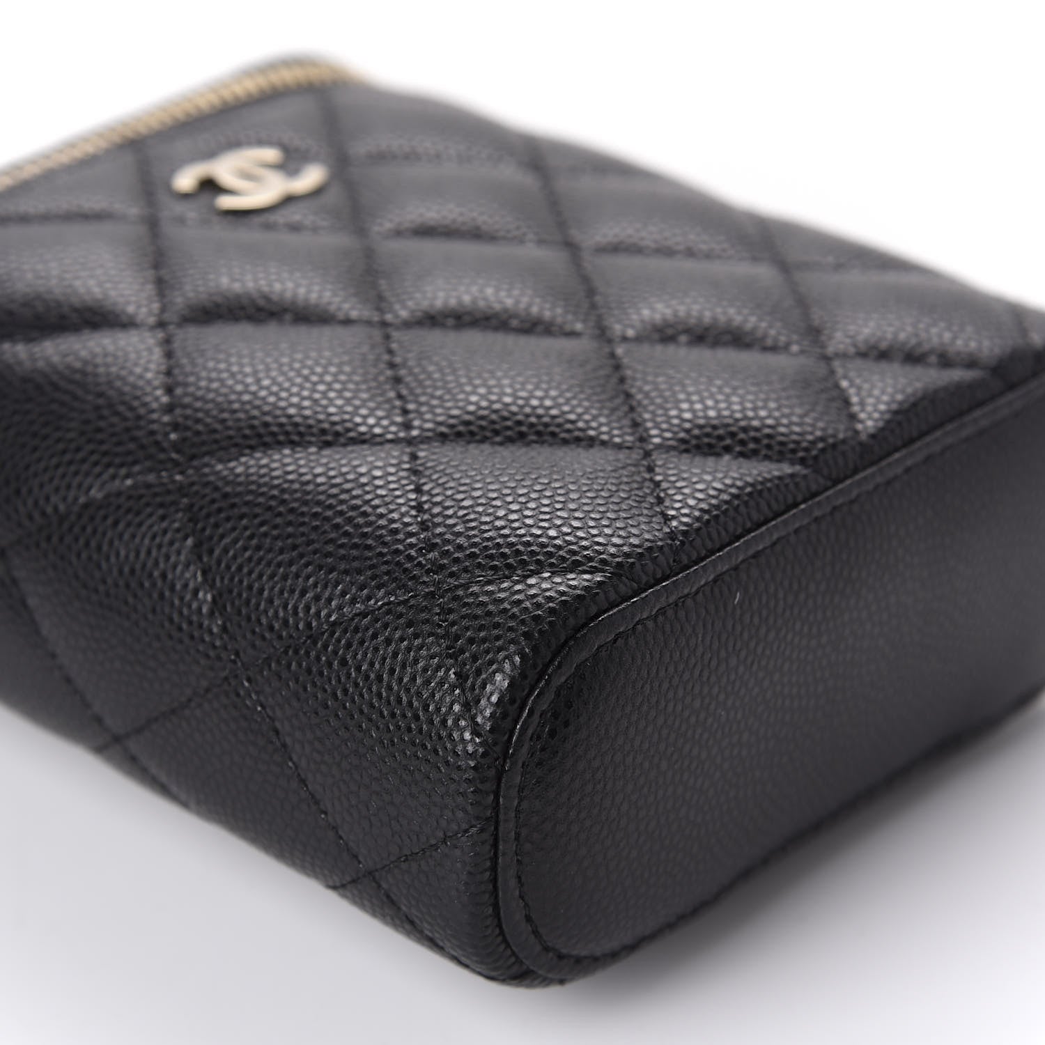 Chanel Caviar Quilted Small Vertical Coco Beauty Vanity Case With Chain Black 6 of 10