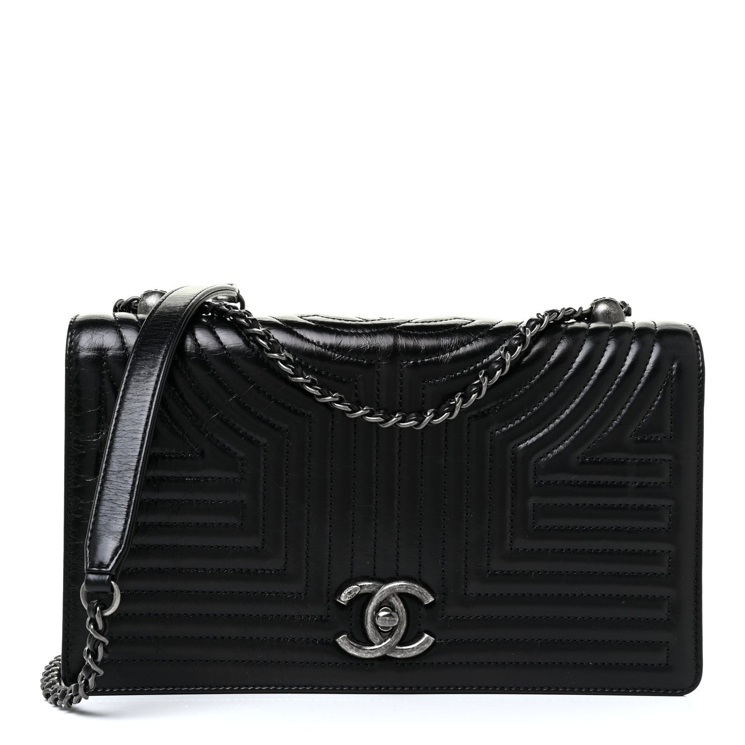 Chanel Glazed Calfskin Quilted Medium Korean Garden Flap Black 1 of 14