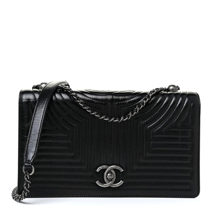 Chanel Glazed Calfskin Quilted Medium Korean Garden Flap Black 1 of 14