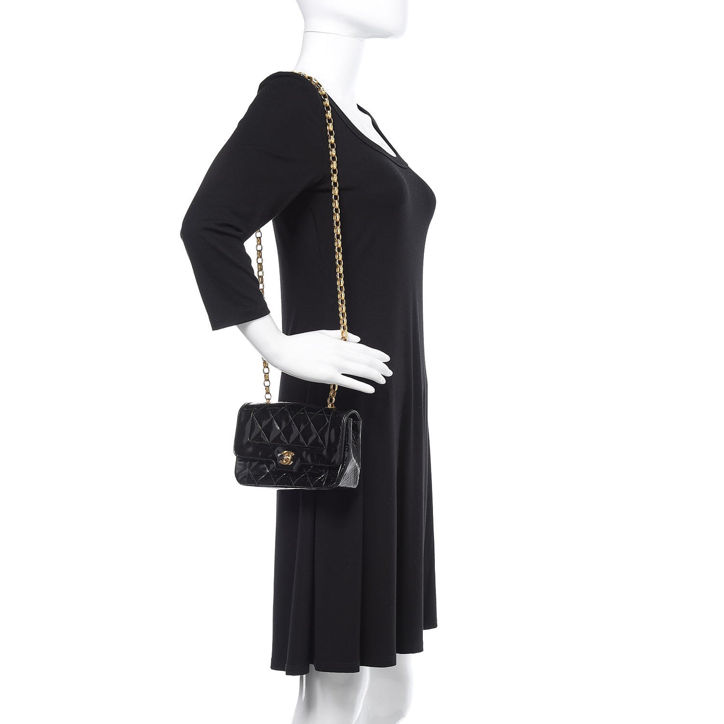 Patent Quilted Extra Mini Rectangular Flap Black