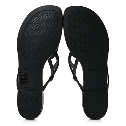 Hermes Rubber Womens Egerie Sandals 36 Black 5 of 8