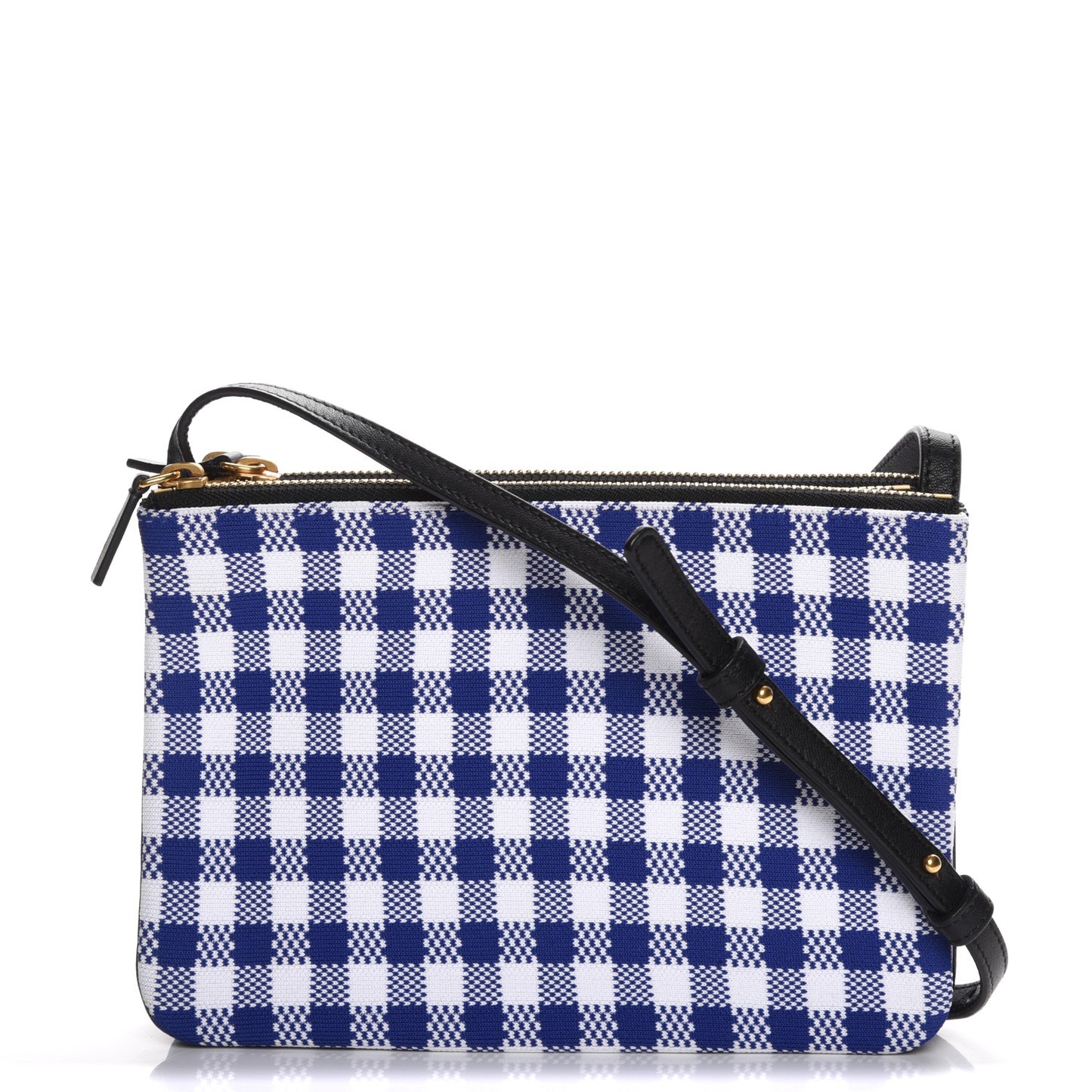 Gingham Lambskin Small Trio Crossbody Bag Cobalt