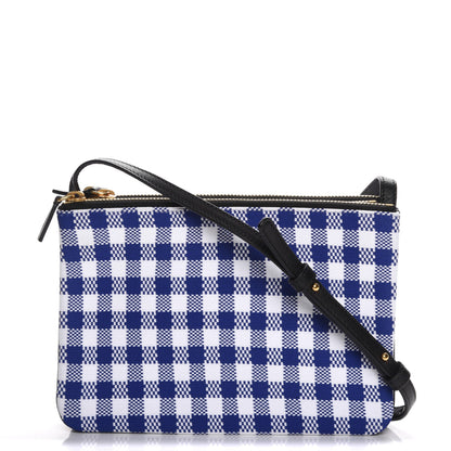 Celine Gingham Lambskin Small Trio Crossbody Bag Cobalt 1 of 7