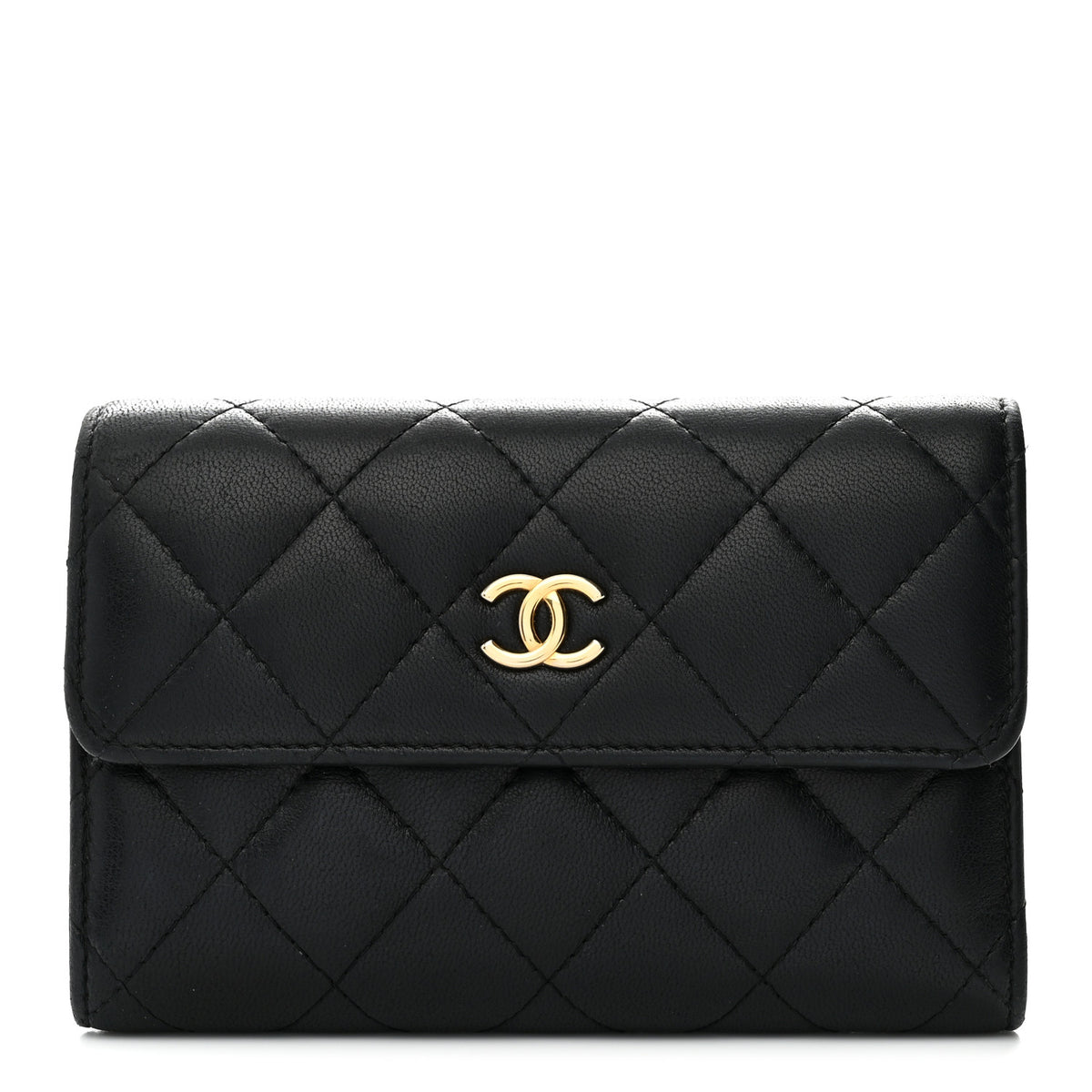 Chanel Lambskin Quilted Small Flap Wallet Black 1 of 8