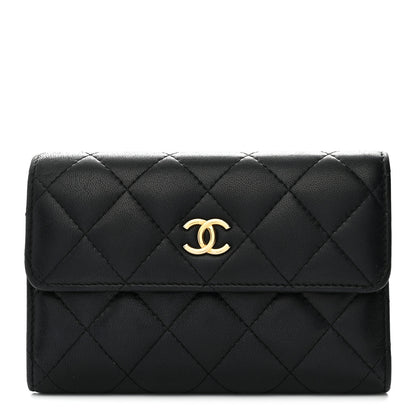 Chanel Lambskin Quilted Small Flap Wallet Black 1 of 8