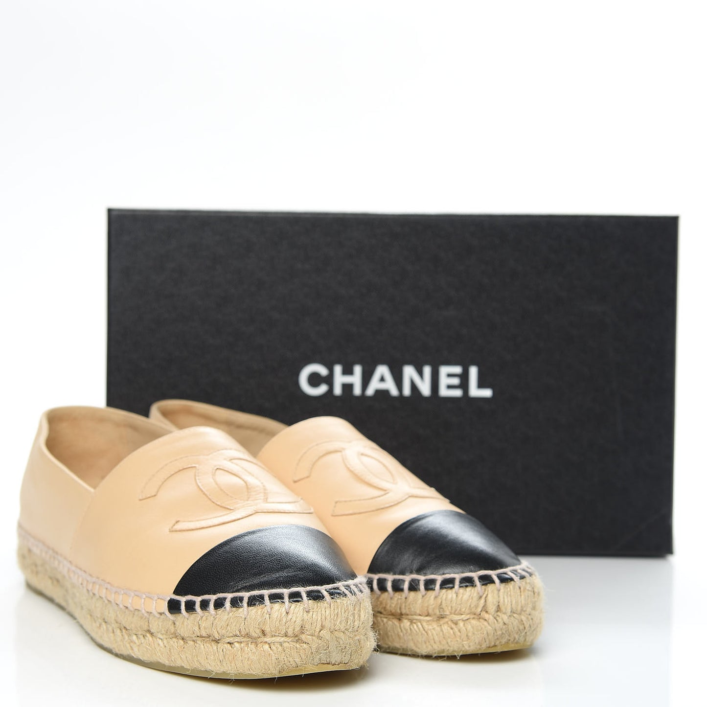 Lambskin CC Espadrilles 39 Beige Black