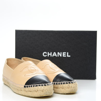 Chanel Lambskin CC Espadrilles 39 Beige Black 9 of 9