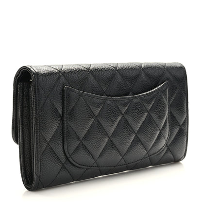 Chanel Caviar Quilted Large Gusset Flap Wallet Black 3 of 9
