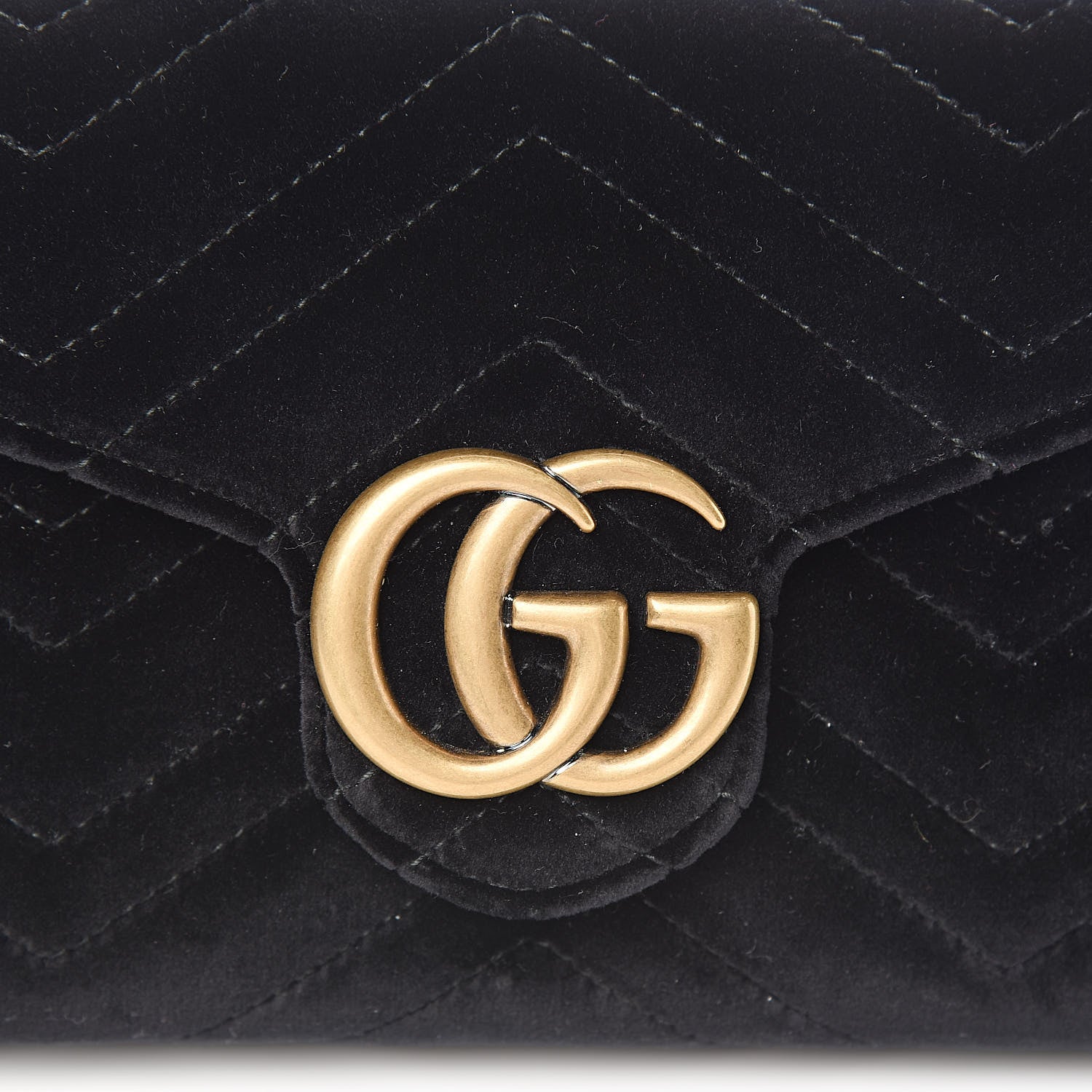 Gucci Velvet Matelasse GG Marmont Chain Wallet Black 10 of 10