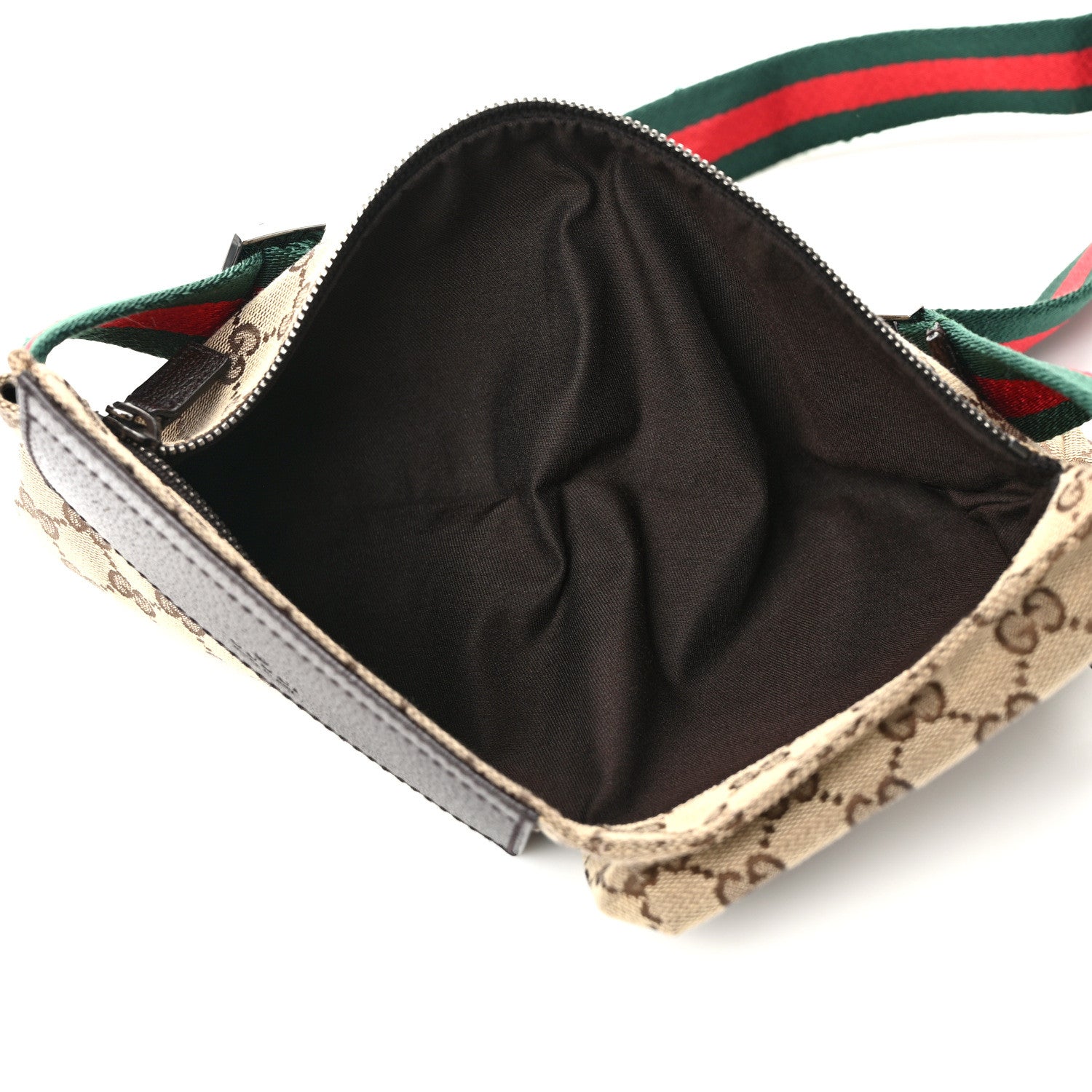 Gucci GG Monogram Web Double Pocket Belt Bag Dark Brown 5 of 9