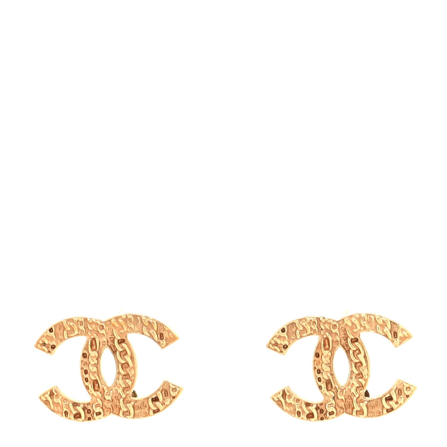 Chanel Metal Textured CC Earrings Gold 1 of 4