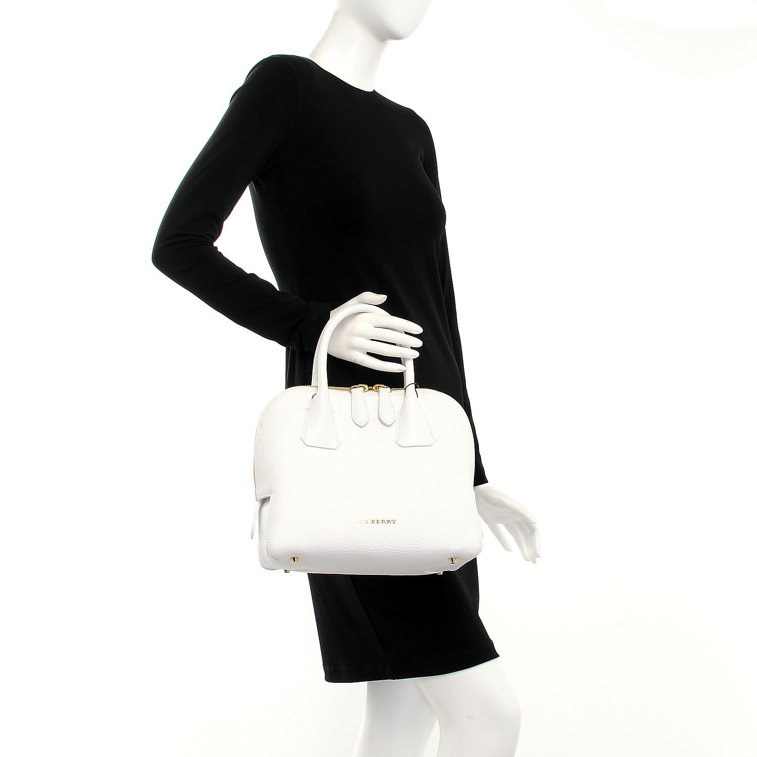 Burberry London Grainy Calfskin Small Greenwood Bowling Bag White 2 of 11