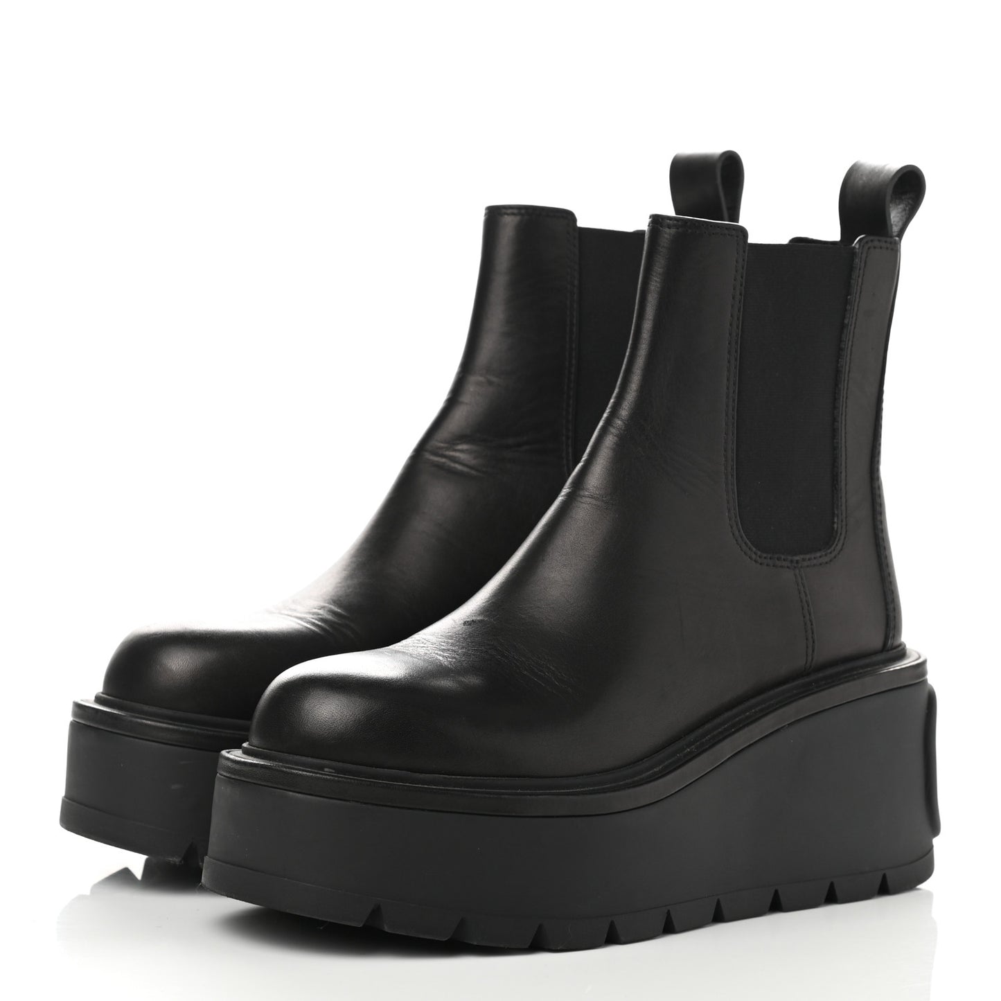 Calfskin VLOGO Uniqueform Chelsea 55/85mm Flatform Ankle Boots 38 Black