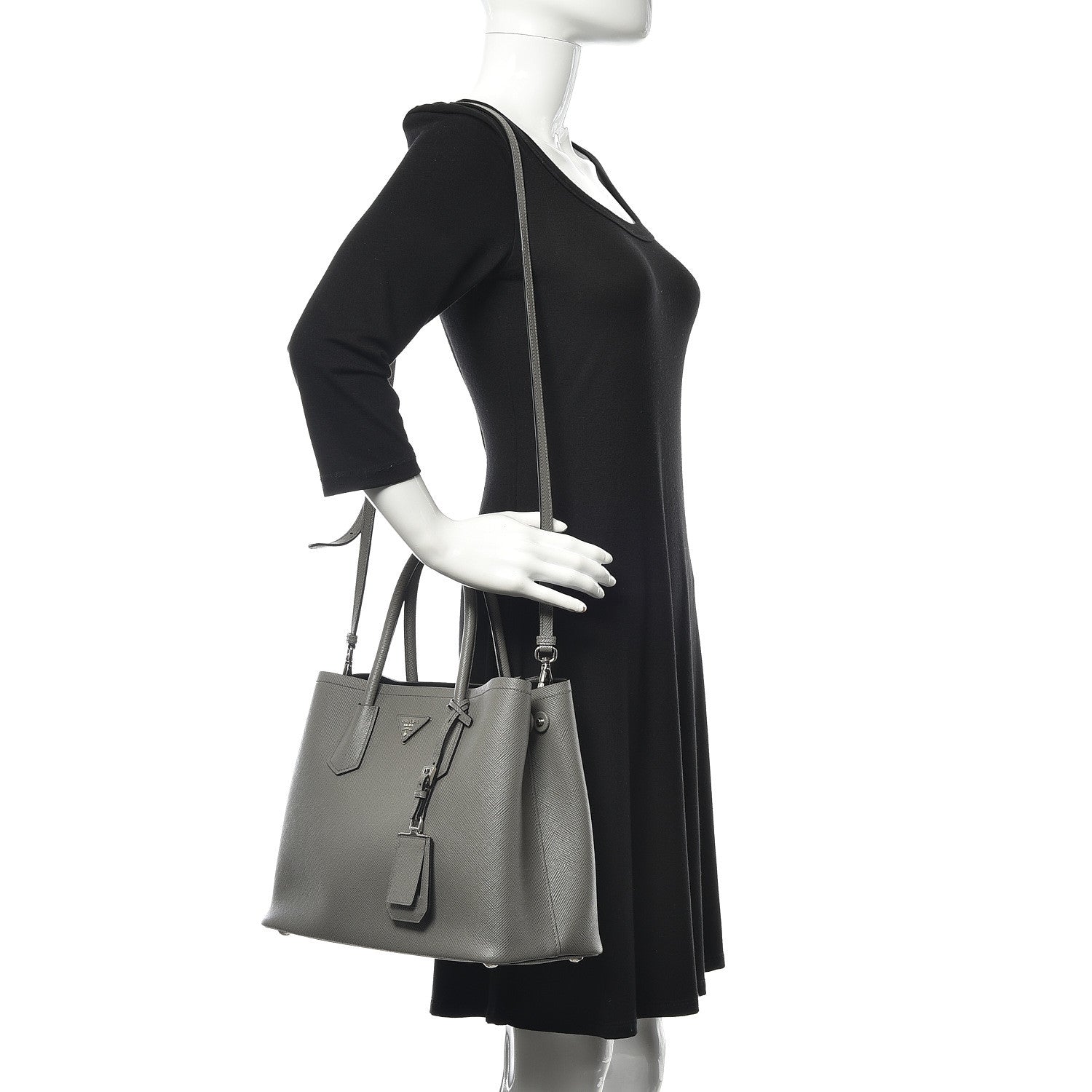 Prada Saffiano Cuir Medium Double Bag Marmo 2 of 9